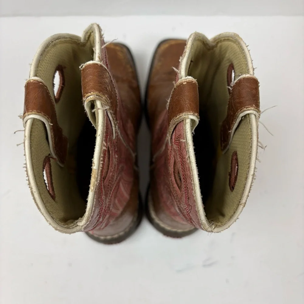 Durango Brown and Pink Western Cowboy Boots Girls size 12